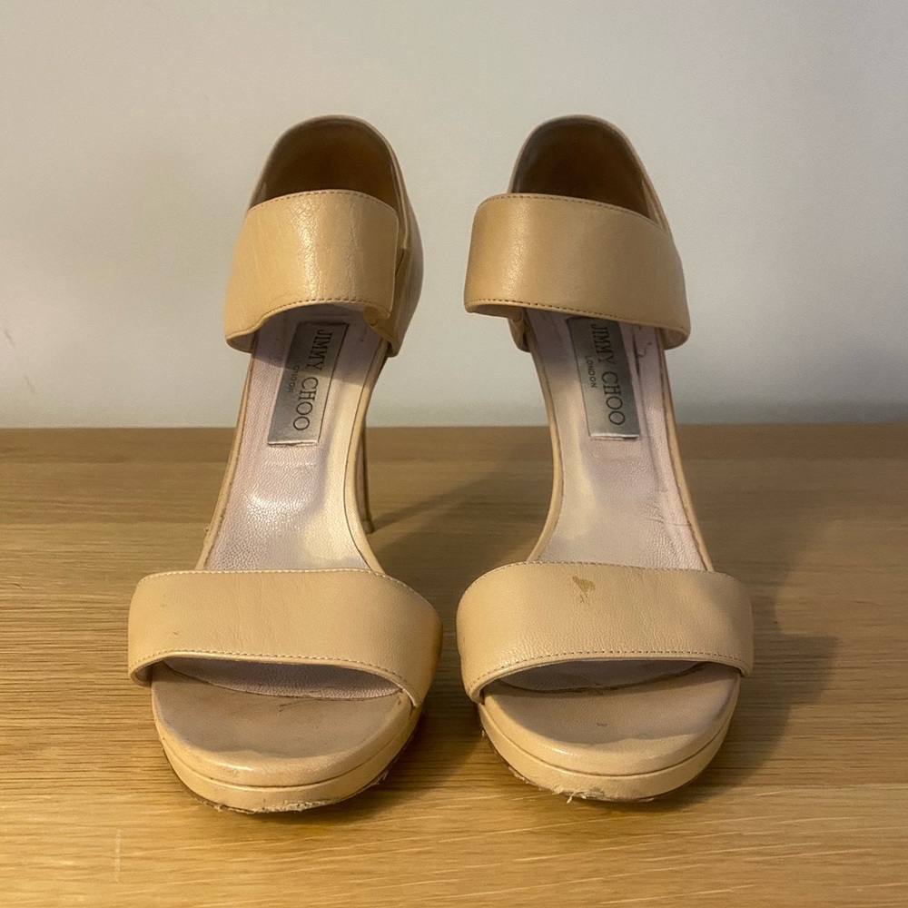 Jimmy Choo Nude Leather Heels
